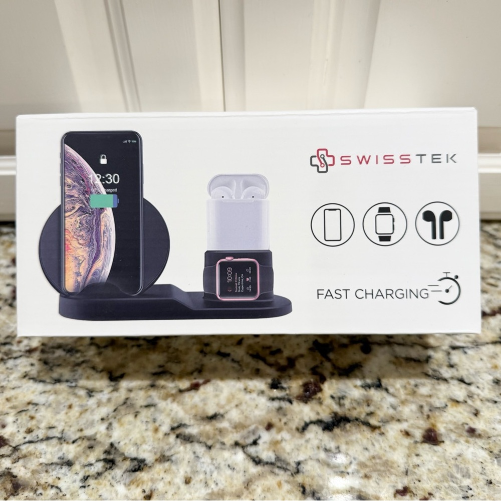 NEW IN BOX Swisstek Air Doc 3 In 1 Fast Wireless Charging Station